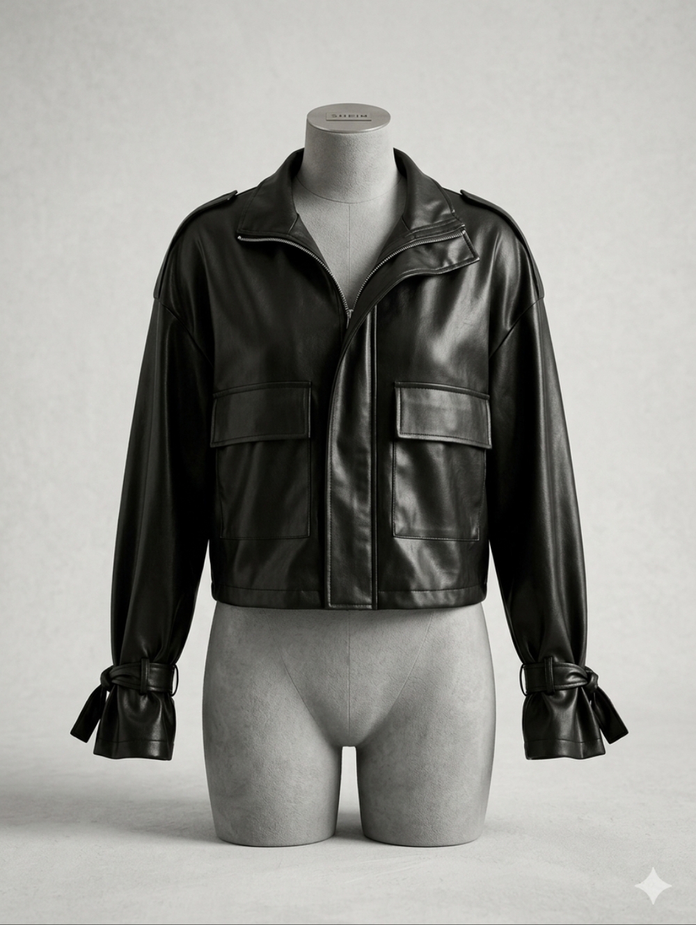 SHEIN Black Faux Leather Oversized Jacket Large